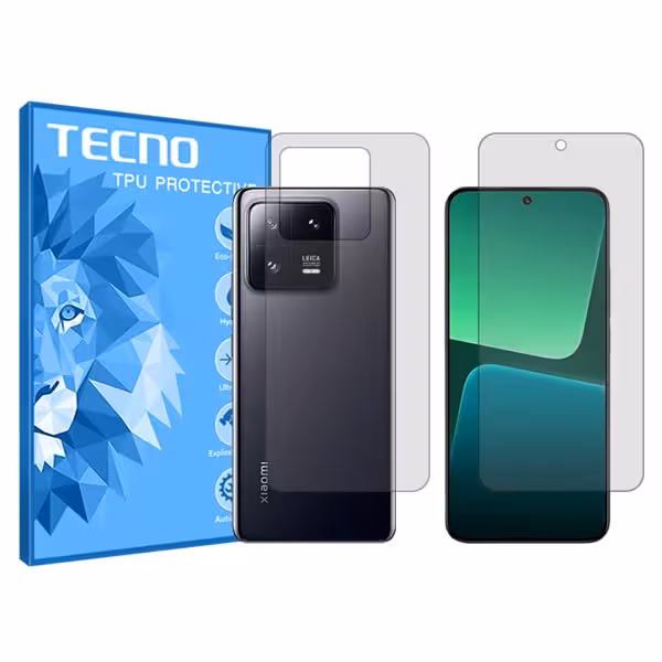 گلس صفحه نمایش و پشت گوشی شیائومی 13 مدل هیدروژلی شفاف برند تکنو کد SS