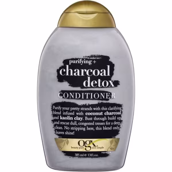 نرم کننده موی سر او جی ایکس OGX مدل زغال Charcoal Detox حجم 385 میل| بدون سولفات، مناسب موی چرب، سمزدایی