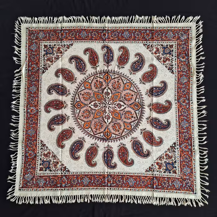 رومیزی قلمکار  ممتاز  مربع 1متری (دست ساز)