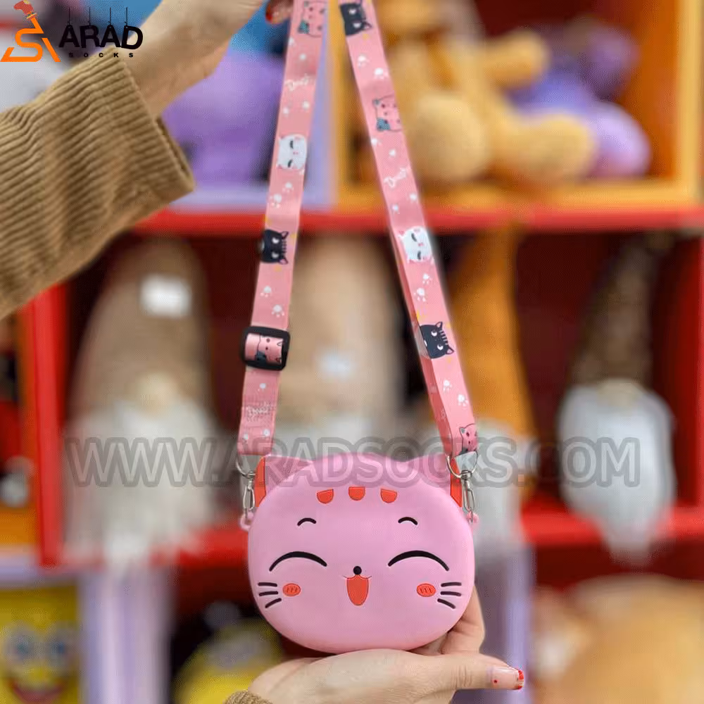کیف سیلیکونی طرح گربه صورتی