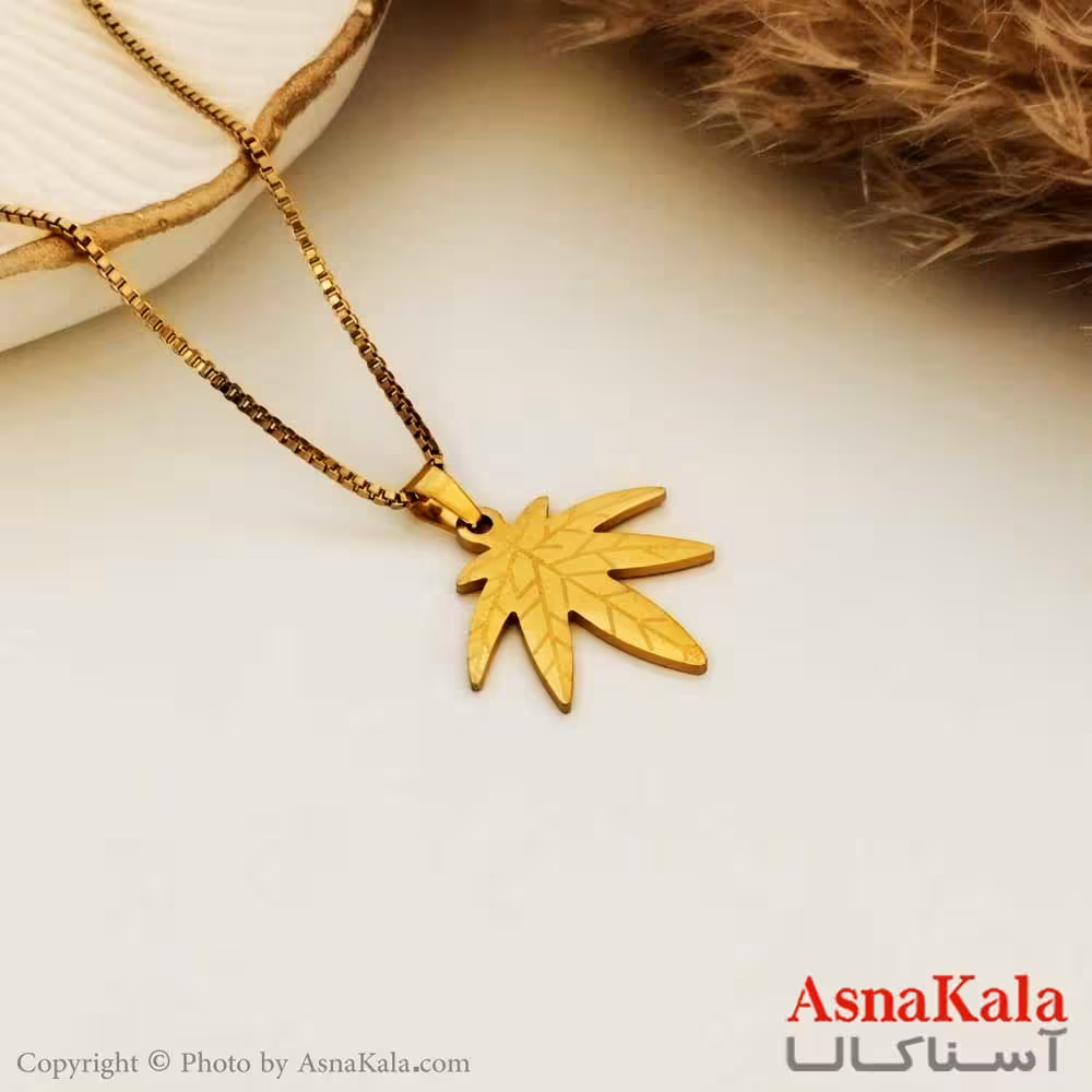 گردنبند وید یا گیاه گراس استیل طلایی کد GNB16274W