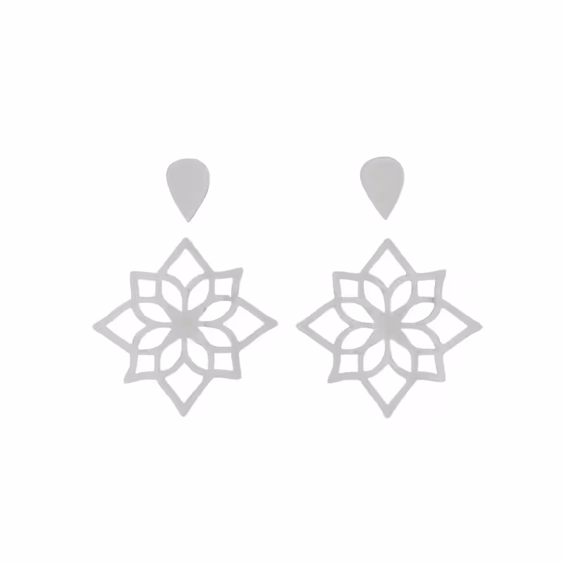 مولتی استایل نقره ای گوشواره گل کد هشت 3.5 سانت