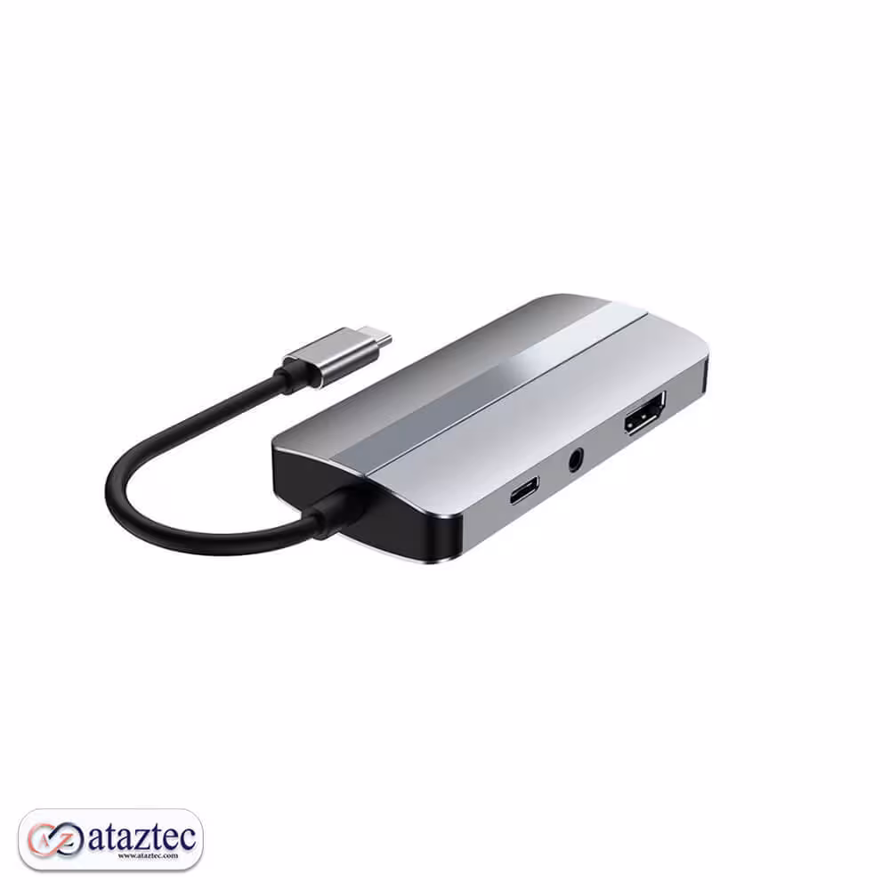 هاب 7 پورت USB-C/Type-C مدل BYL-2106 | دارای پورت USB 3.0 با سرعت 5 گیگابیت بر ثانیه