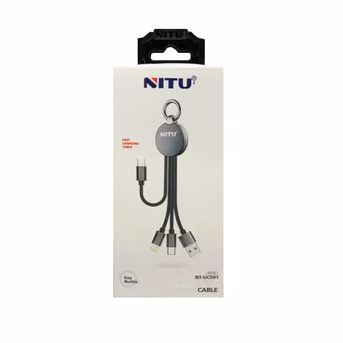 کابل 3کاره لایتنینگ و میکرو و تایپسی نیتو NITU NT-UC91 طول 1.2متر