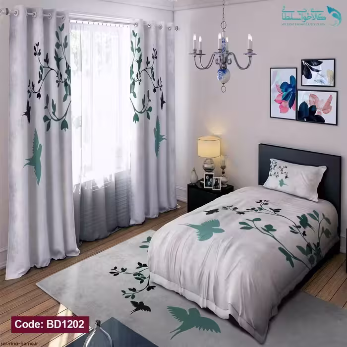 روتختی طرح پرنده و شاخه یکنفره کد BD1202