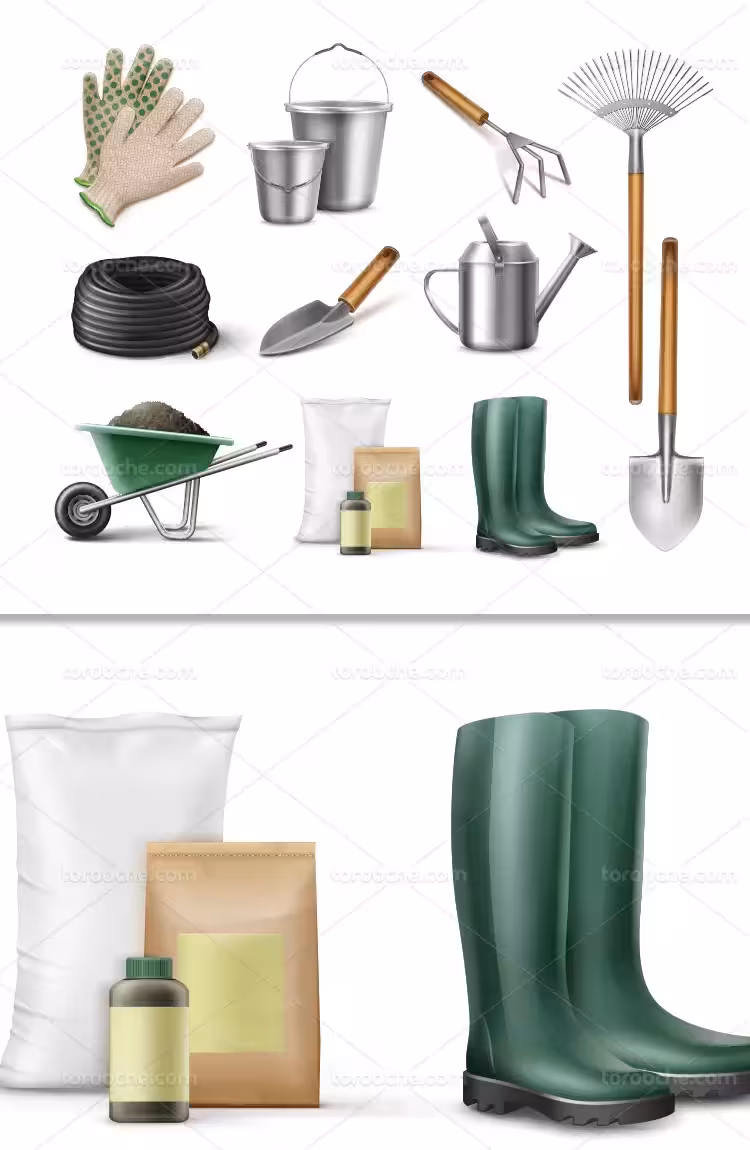 وکتور ابزار باغبانی با کیفیت | گرافیک با طعم تربچه