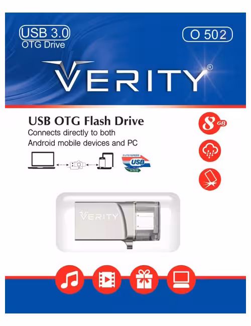 فلش مموری OTG وریتی مدل O502 ظرفیت 8 گیگابایت