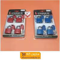 قفل آویز رنگی 20 میلی متر ست 4 عددی Unique یونیک مغزی برنجی HAC-010