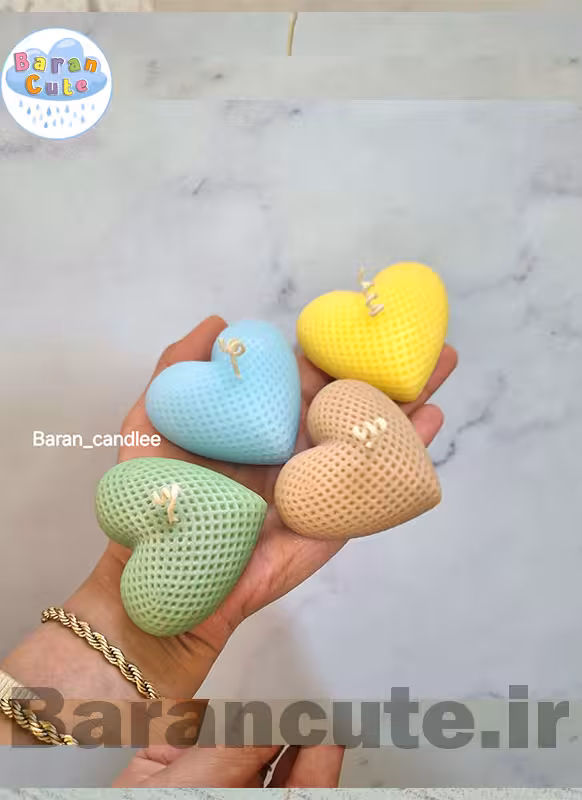 شمع دستساز عطری قلب حصیری در رنگ دلخواه