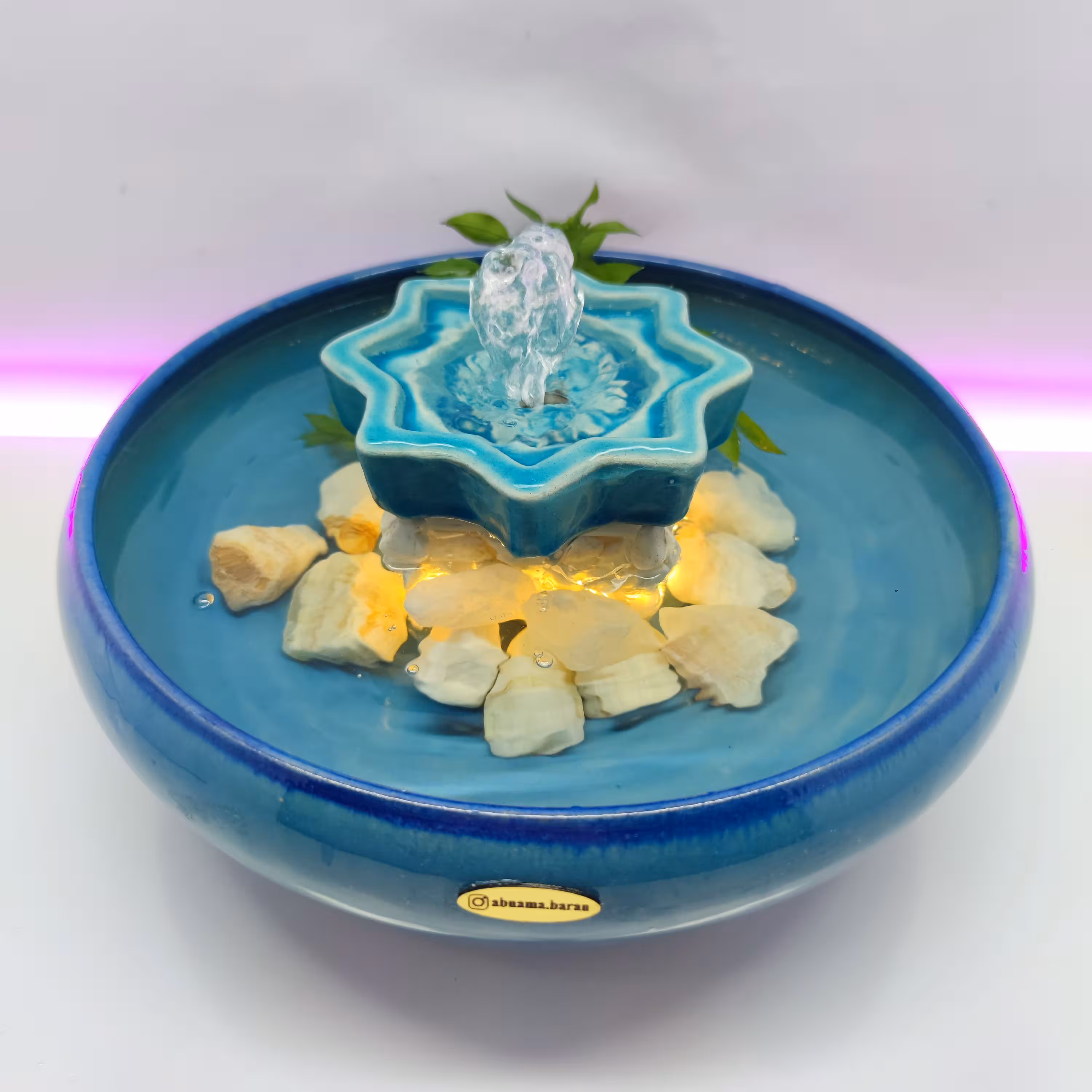 آبنما رومیزی دست ساز طرح حوض شمسه با نور آفتابی 