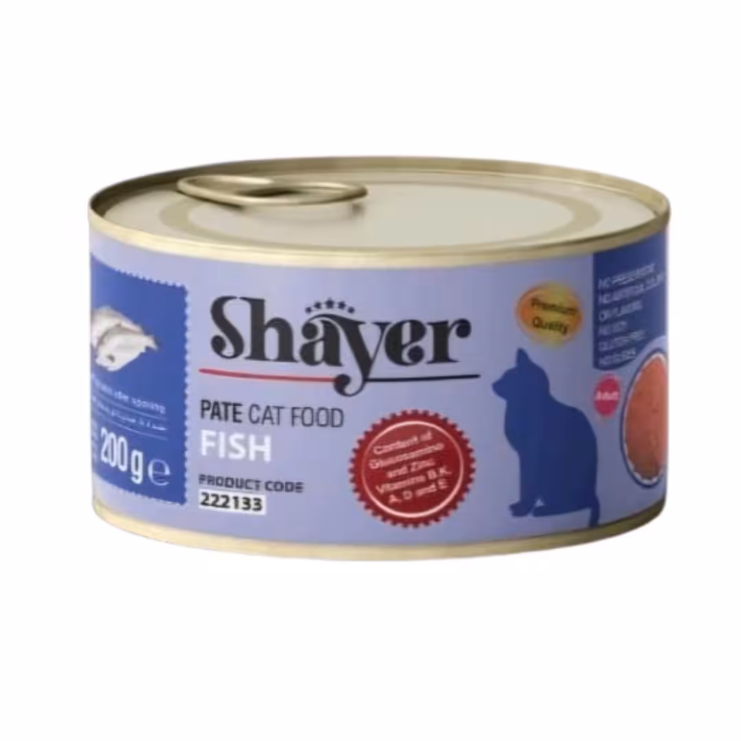 کنسرو گربه شایر طعم ماهی وزن 200 گرم