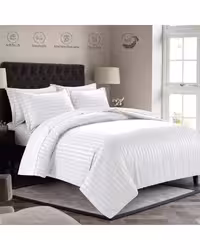 سرویس لحاف روتختی یک نفره 6 تکه عرض 90 دو رویه سفید ای اس اف ASF مدل هتلی