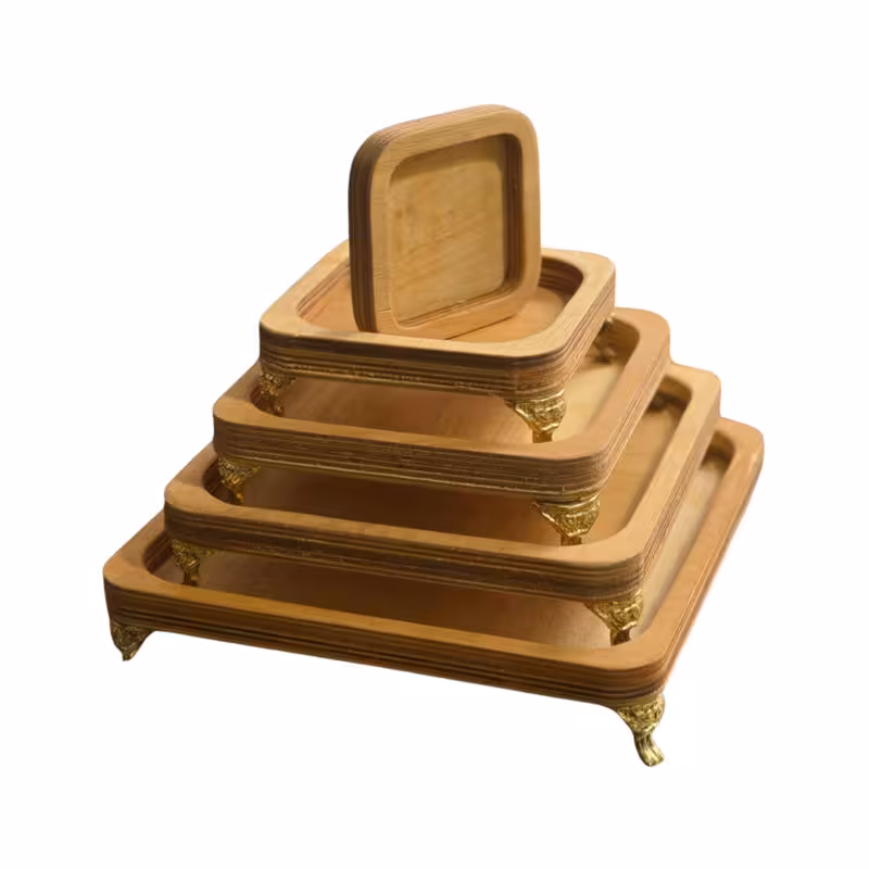 سینی مدل پایه دار چوبی 5 پارچه