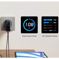 شارژر دیواری 140 وات 4 پورت انکر مدل B0DPKP7RD8 به همراه کابل USB-C به طول 1.5 متر