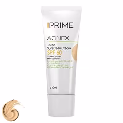 کرم ضد آفتاب رنگی پرایم مدل Acnex SPF60، مناسب پوست‌های چرب، حجم 40 میلی‌لیتر