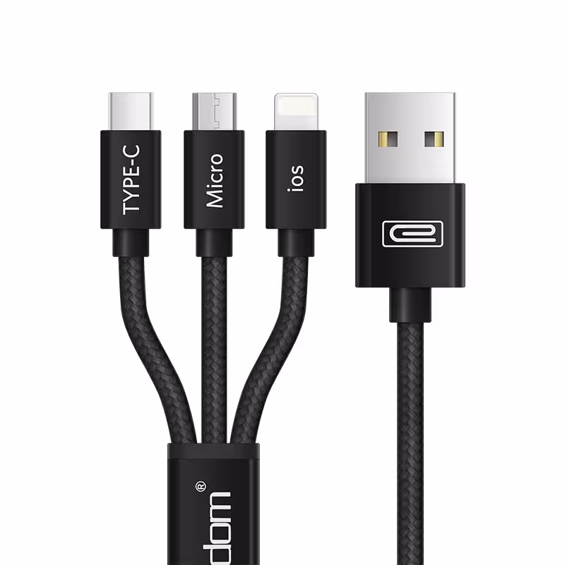 کابل تبدیل USB به USB-C / MicroUSB / لایتنینگ ارلدام مدل EC-IMC015 طول 1.2 متر