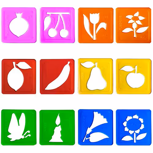 شابلون طرح گل و میوه ها مجموعه 10 عددی