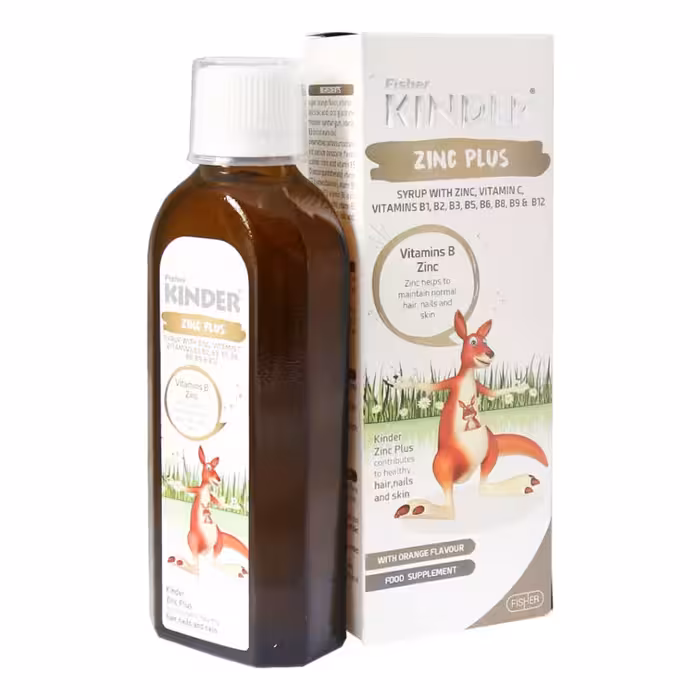 شربت زینک پلاس فیشر کیندر 200 میلی لیتری