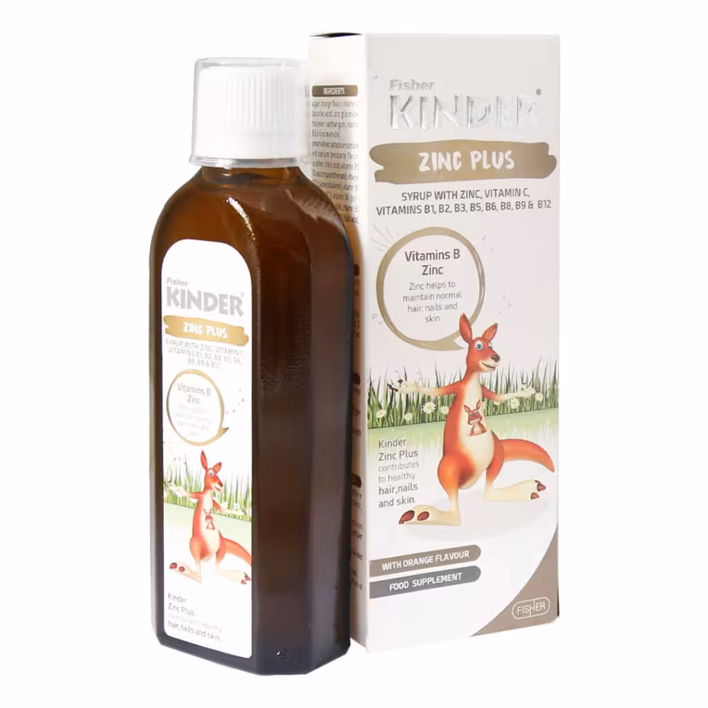 شربت زینک پلاس فیشر کیندر 200 میلی لیتری