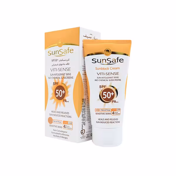 کرم ضد آفتاب رنگی Spf50 پوست حساس Viti-Sense سان سیف | 50 میل