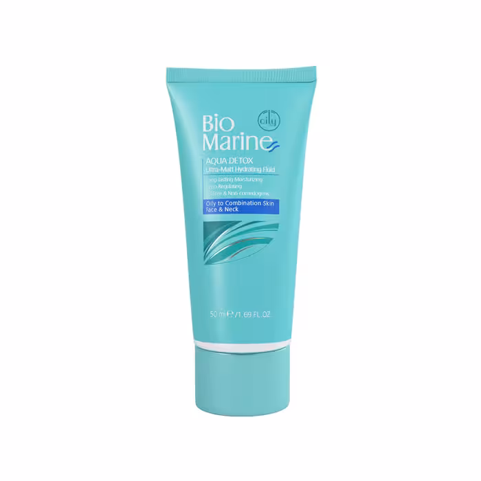 فلوئید رطوبت رسان و مات کننده پوست مناسب پوست های چرب و جوشدار بایومارین Bio Marine Aqua Detox Ultra Matt Hydrating Feluid