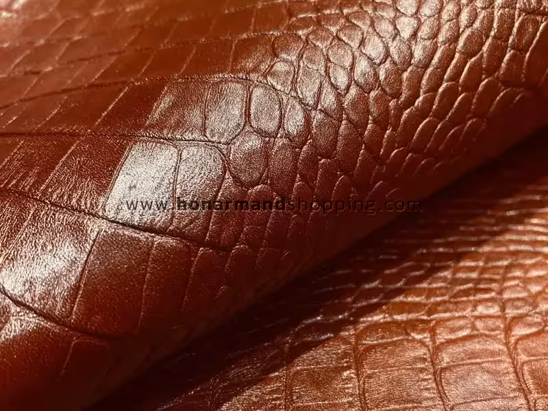 چرم گاوی طرح روکو رنگ قهوه ای روشن