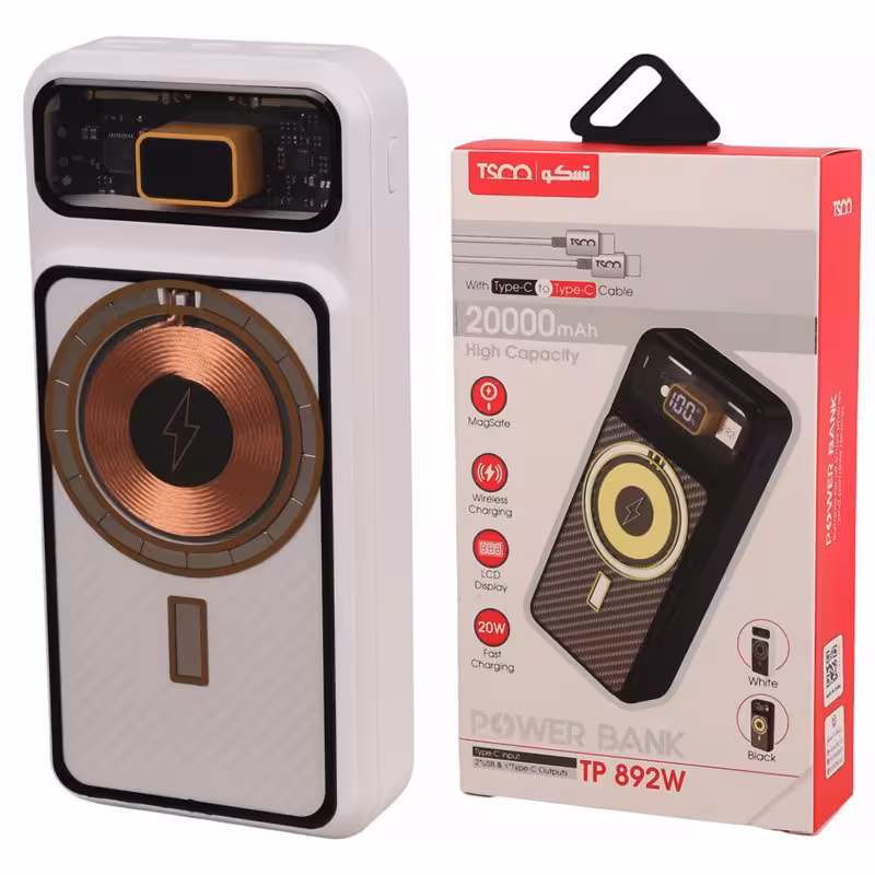پاور بانک بی سیم تسکو مدل TP 892W با ظرفیت 20000 میلی آمپر ساعت