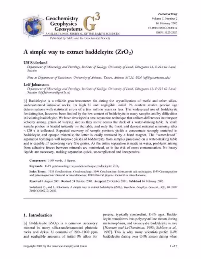 خرید و دانلود نسخه کامل کتاب A simple way to extract baddeleyite (ZrO2)