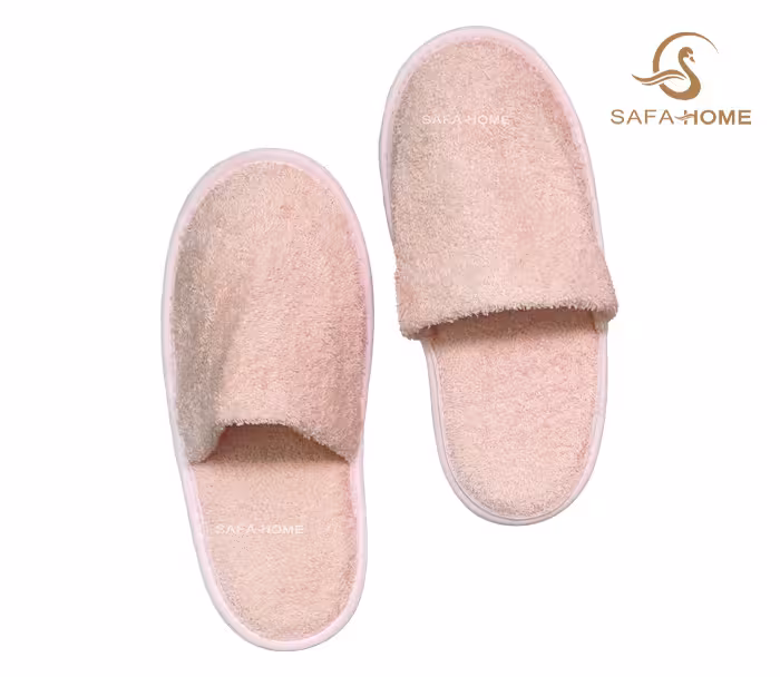 دمپایی حوله ای پودایران طرح کیهان صورتی روشن