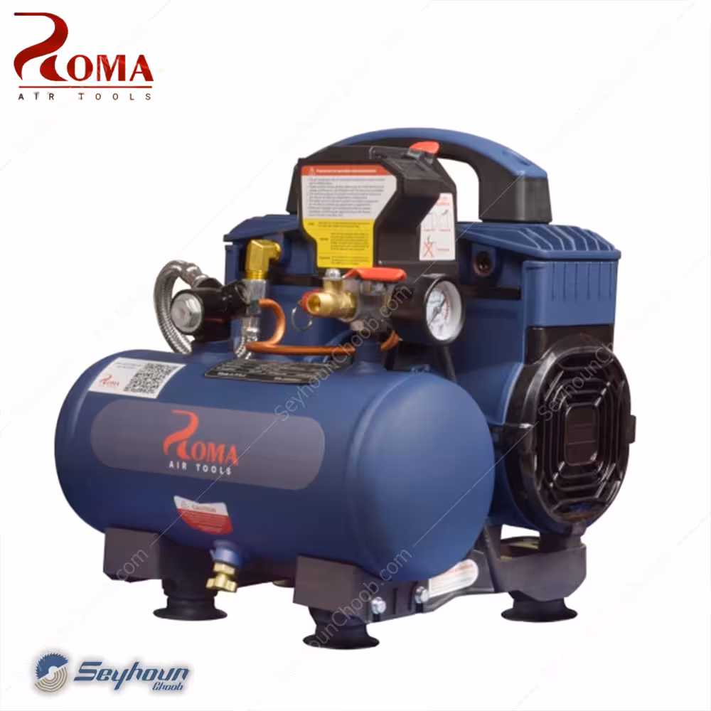 کمپرسور باد 3 لیتری بدون روغن سایلنت 1180 وات 8 بار برند روما ROMA 2-1180F3