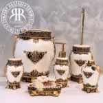 VIOLET ویولت ست  بهداشتی  رزین خمره ای گل اسلیمی مثلث صدف شامپاین  122-06