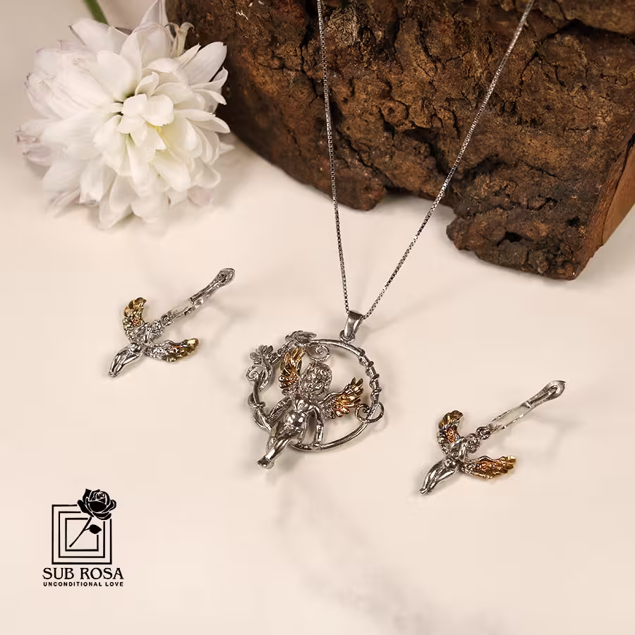 نیم ست نقره طرح فرشته 14753