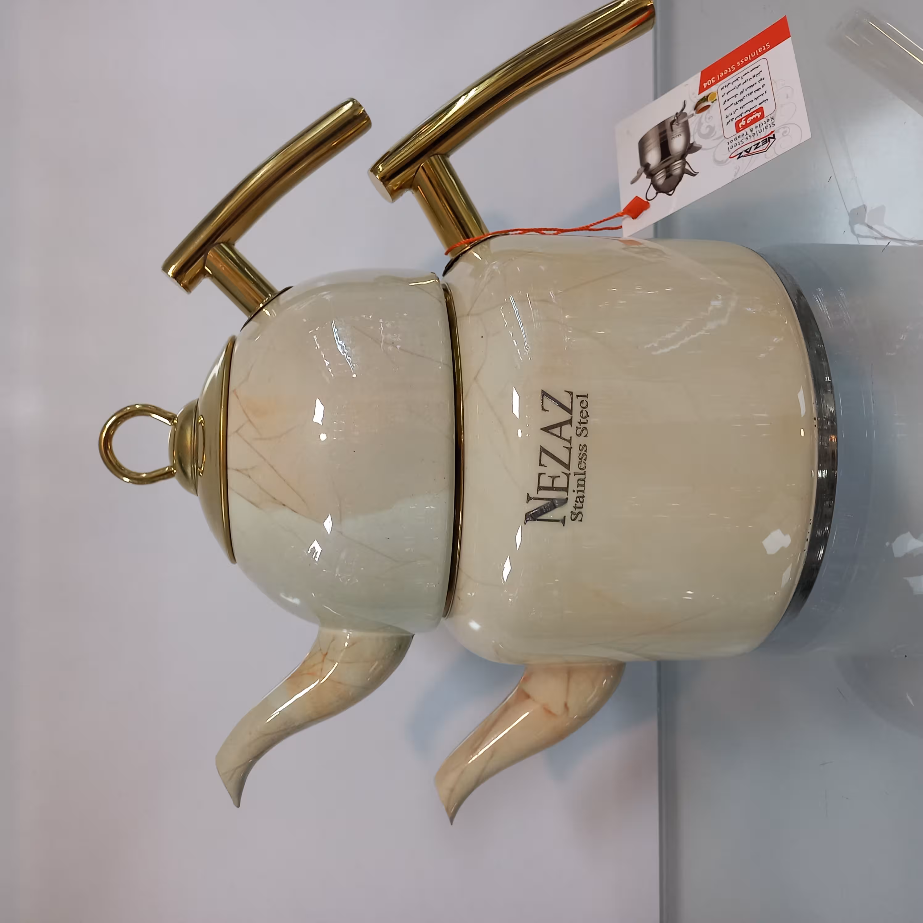 کتری قوری نزاز مدل سنگی کد 2416 کرم