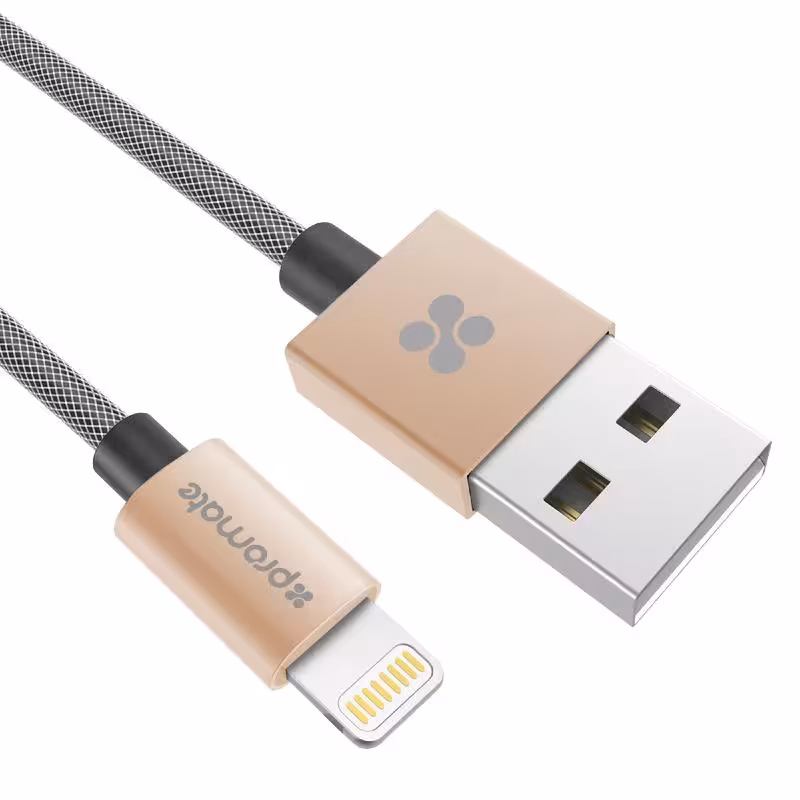 کابل انتقال داده و شارژ لایتنینگ پرومیت (طلایی) Promate LinkMate-LTM Lightning Cable