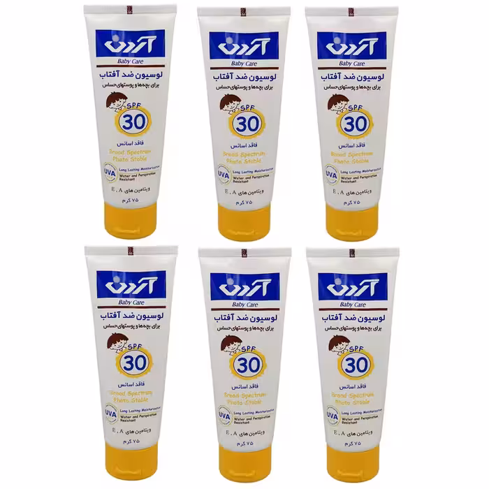 لوسیون ضد آفتاب بچه آردن مدل SPF 30 حجم 75 میلی لیتر مجموعه شش عددی