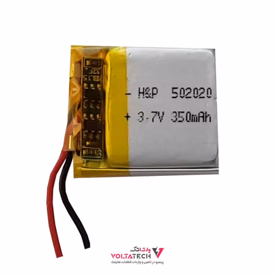 باتری لیتیوم پلیمر 3.7v ظرفیت 350mA ابعاد 502020