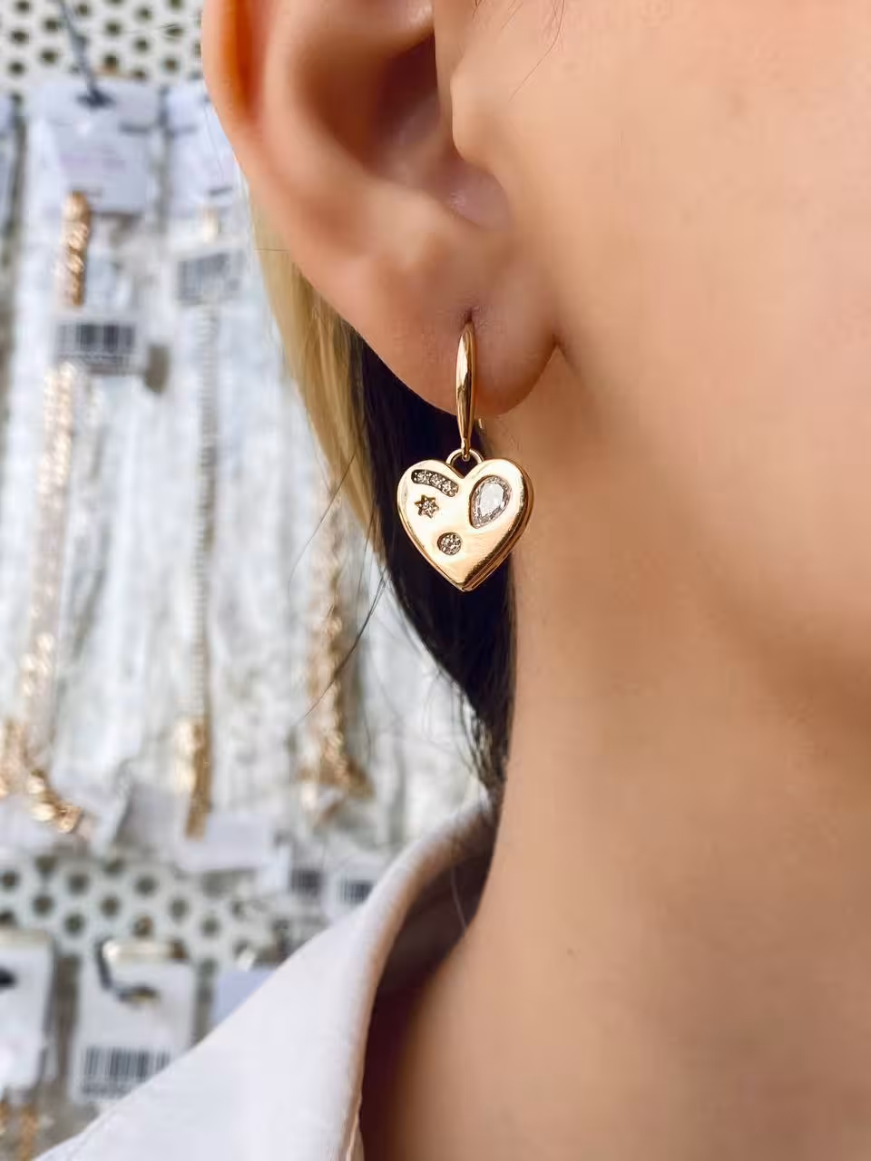 گوشواره آویز مدل قلب، برند ژوپینگ