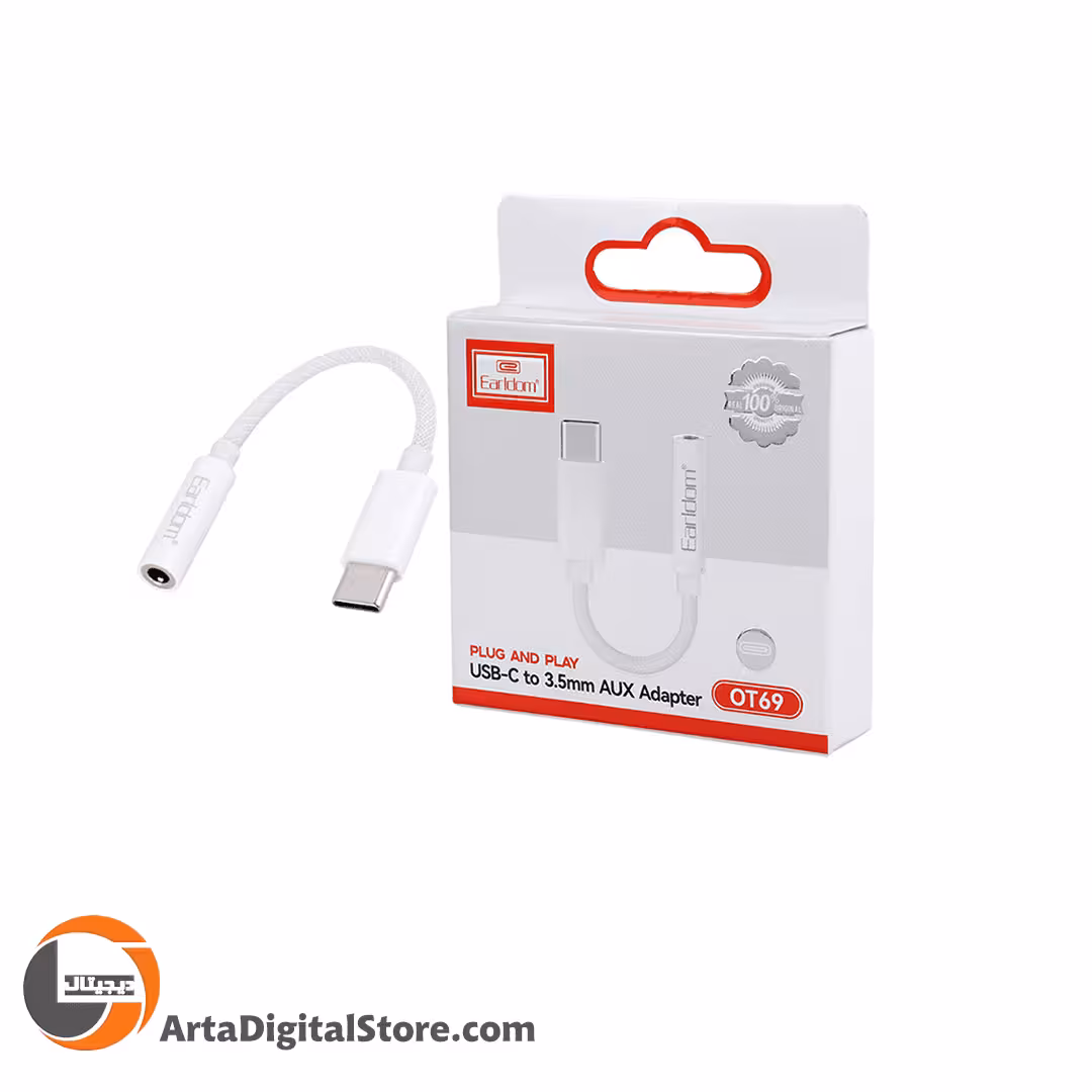 تبدیل AUX to Type-C Cable Earldom ET-OT69 12CM White