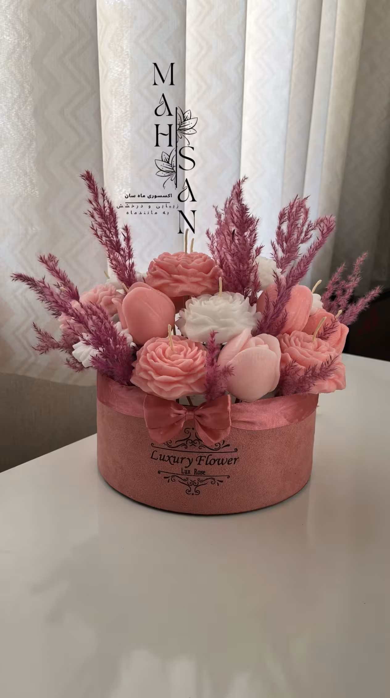 باکس گل شمع هدیه خاص و جذاب به یادماندنی دستساز