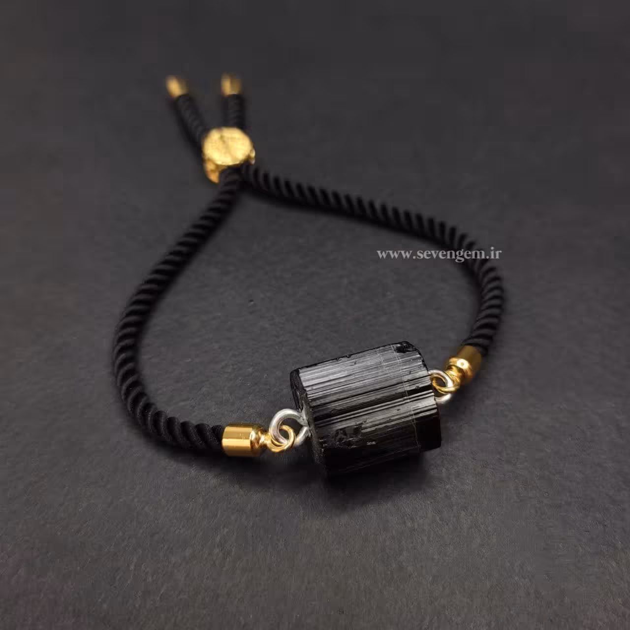دستبند زنانه سنگ تورمالین سیاه (کد121)