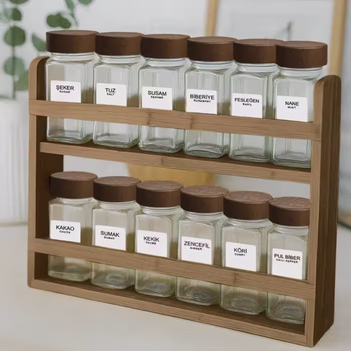 ست جاادویه 12 تایی Kitchen Life با استند چوبی دو طبقه