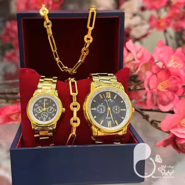 ست ساعت زنانه و مردانه و گردنبند و دستبند