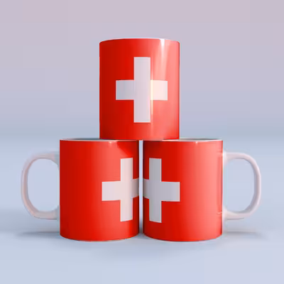 ست هدیه ماگ طرح پرچم سوئیس مدل Switzerland کد 01