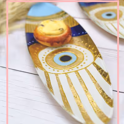 دیس شیشه ای مدل بیضی طرح چشم نظر