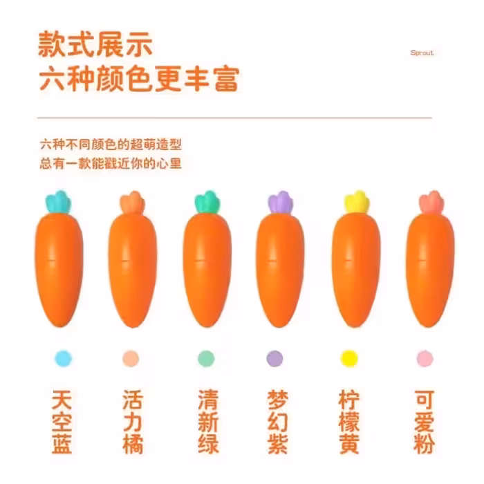 ماژیک علامت گذار مدل هویج کد HT-120  مجموعه 6 عددی