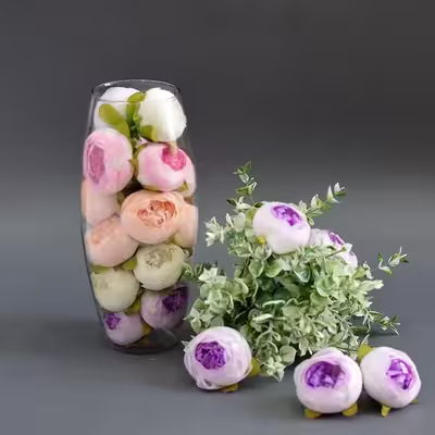گل مصنوعی مدل سرگل پیونی هلندی بسته سه عددی 
