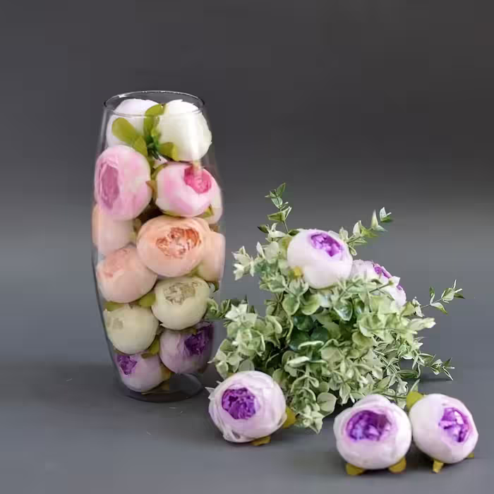 گل مصنوعی مدل سرگل پیونی هلندی بسته سه عددی 