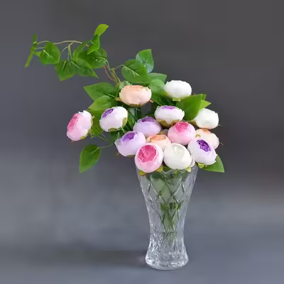 گل مصنوعی مدل سرگل پیونی هلندی بسته سه عددی 