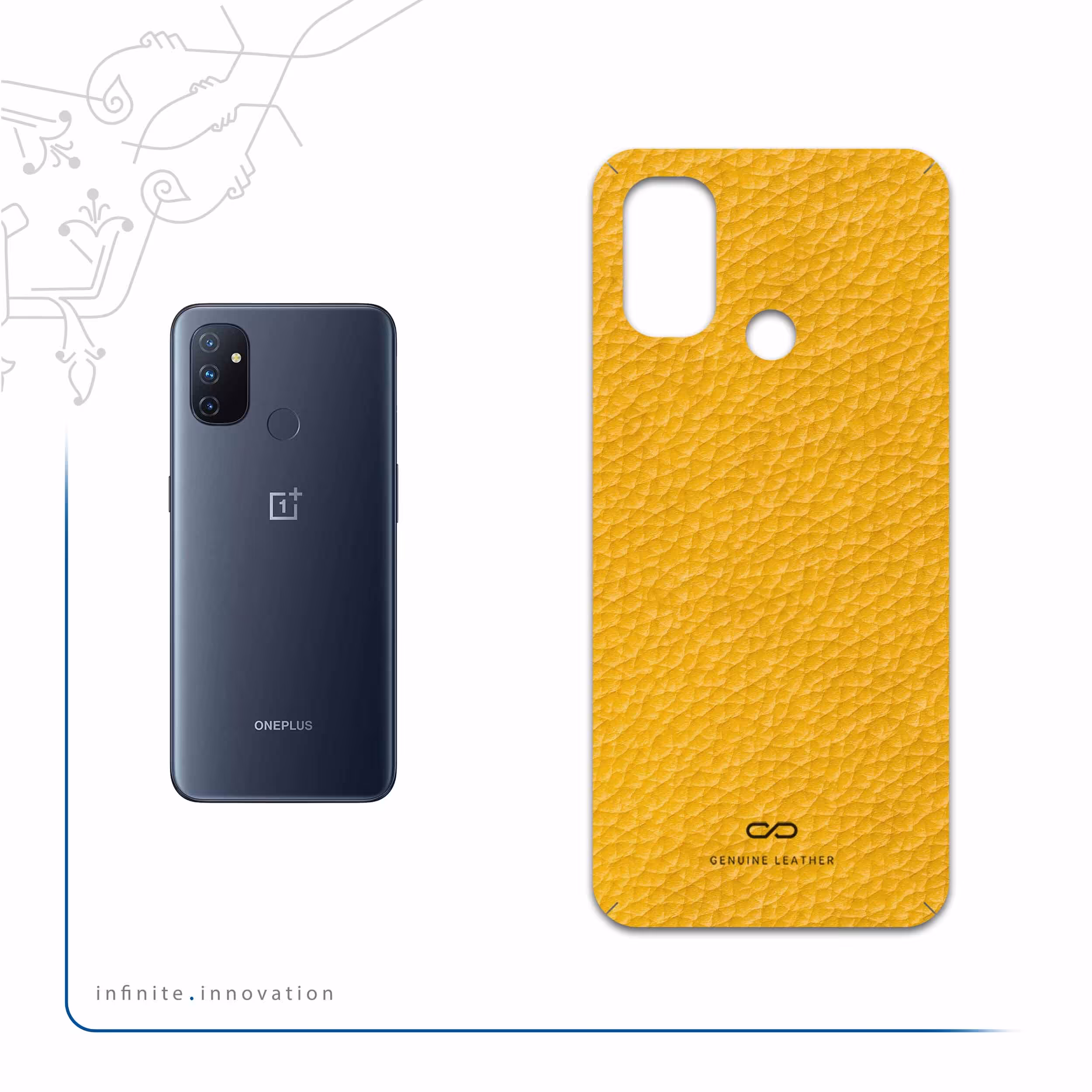 برچسب پوششی ماهوت مدل Mustard-Leather مناسب برای گوشی موبایل وان پلاس Nord N100