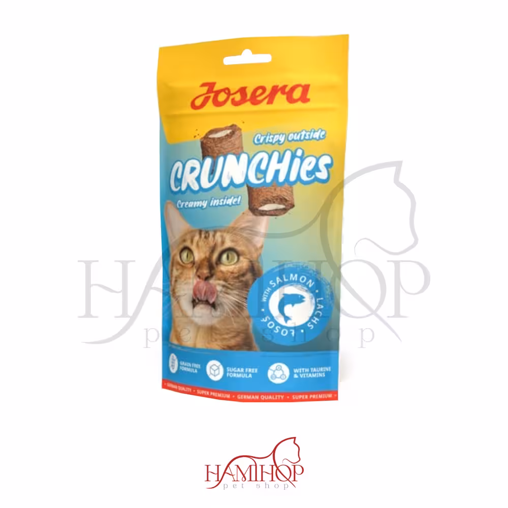 کرانچی گربه برند جوسرا طعم سالمون  حجم 60گرم  CRUNCHIES JOSERA CAT SALMON